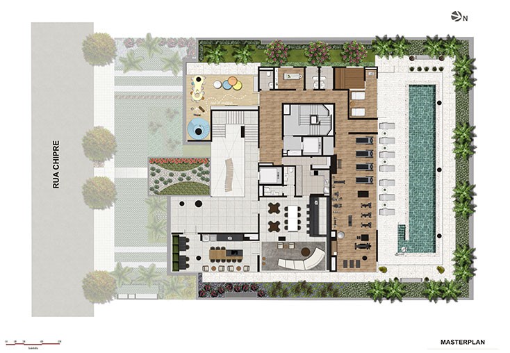 Ágia Faria Lima | 231 a 465 m² - 3 ou 4 Suítes Duplex e Cobertura | Planta Implantação Térreo